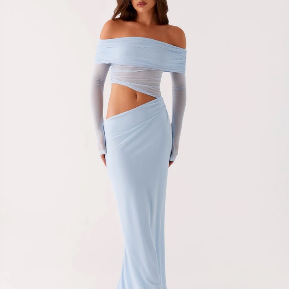 Peppermayo Light Blue Off-Shoulder Maxi Dress 🦋